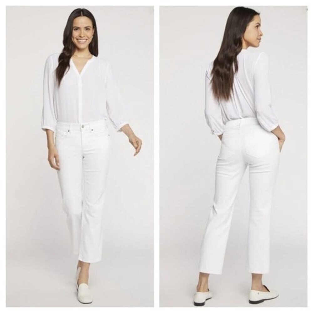 NYDJ Marilyn Straight Optic White Denim Jeans LIFTxTUCK Sz 12 Career Beach